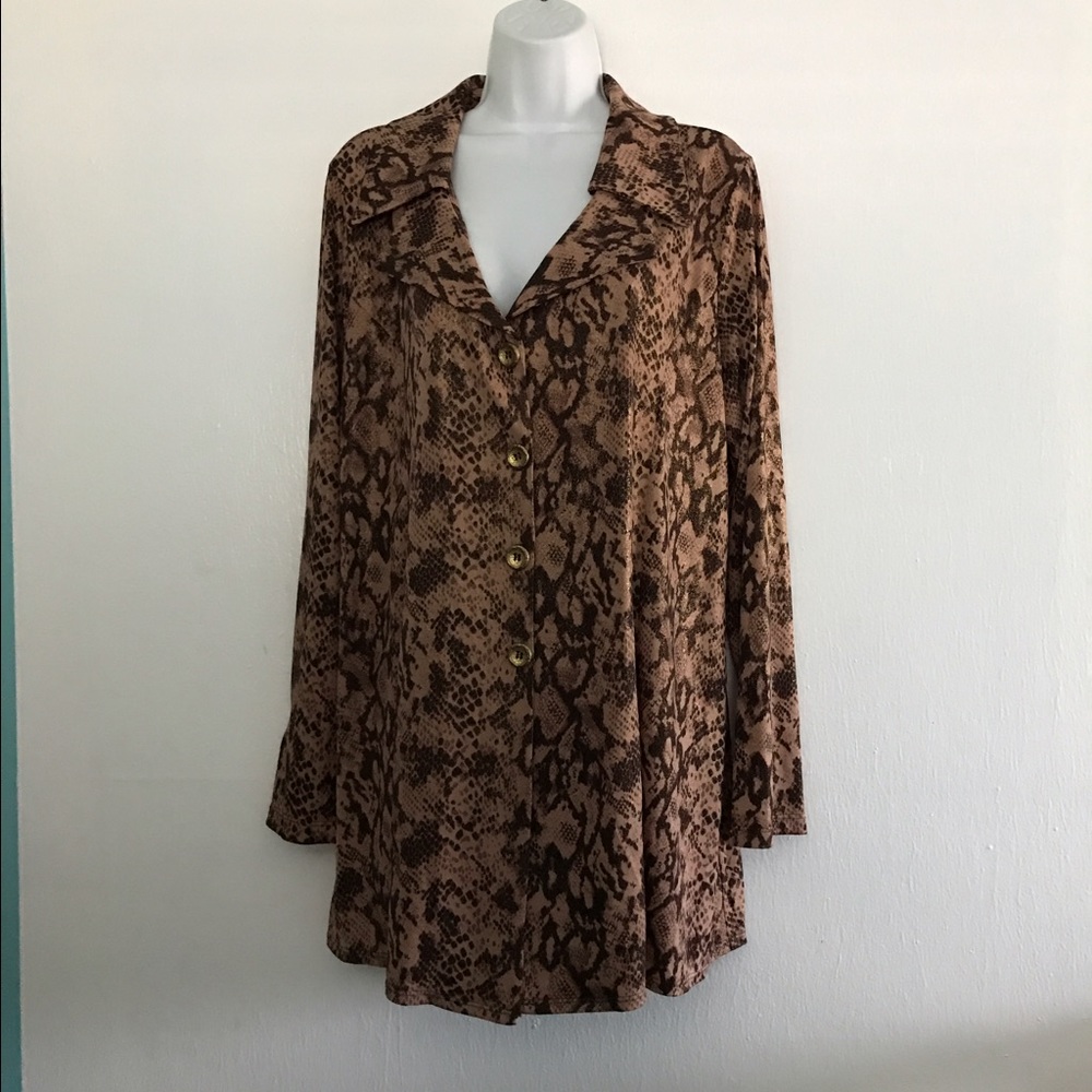 Simonton Says Stretch Snakeskin Long Sleeve Top