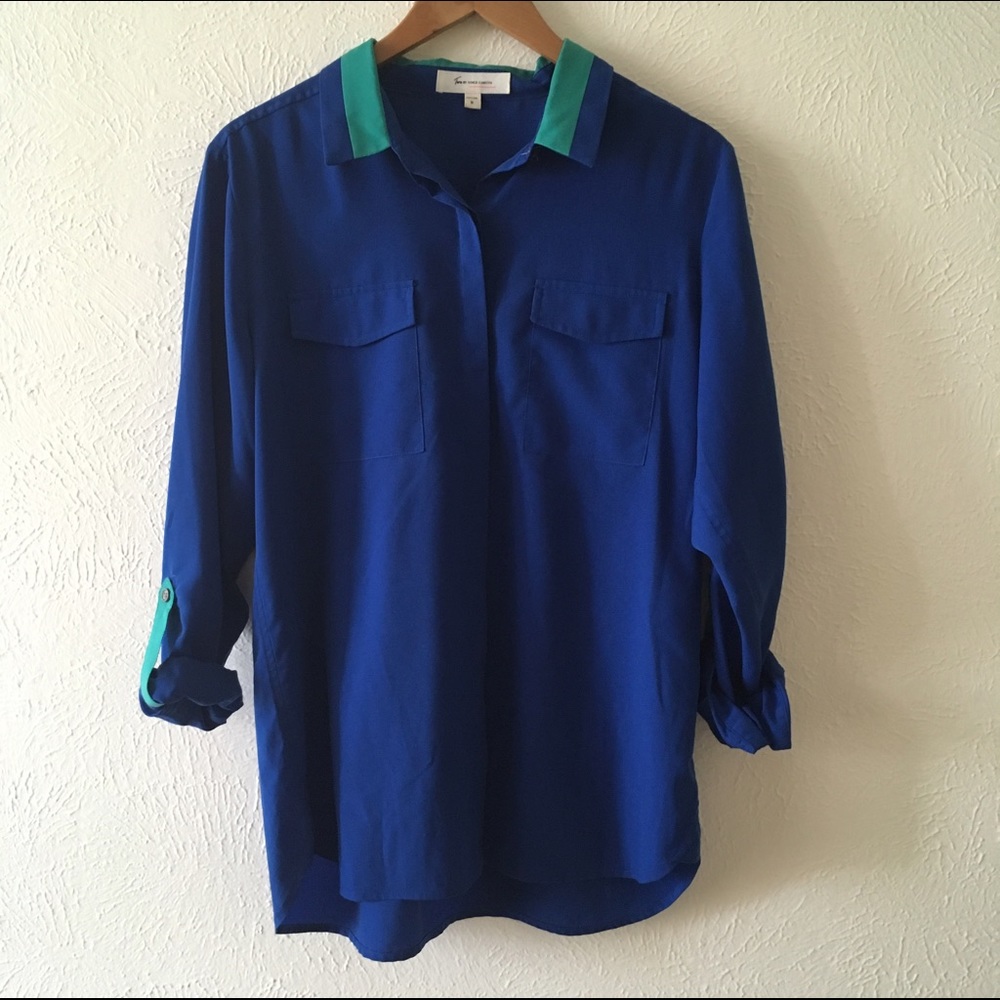 Great quality blue button down shirt