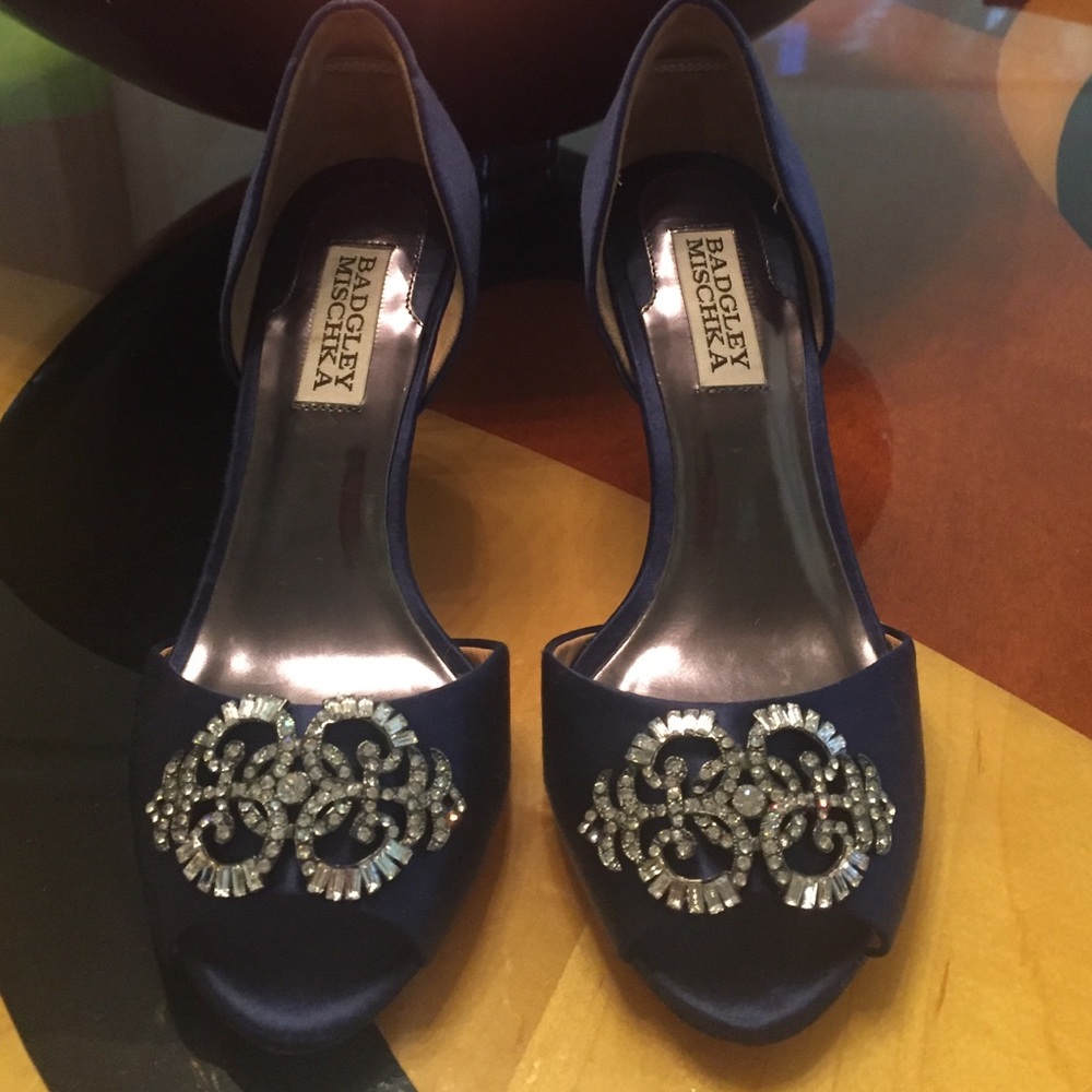 Badgley Mischka Blue Satin Heels 6.5