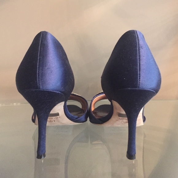 Badgley Mischka Blue Satin Heels 6.5 - Picture 4 of 4