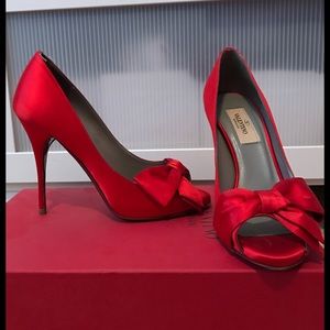 Valentino Red Satin Pumps 35.5