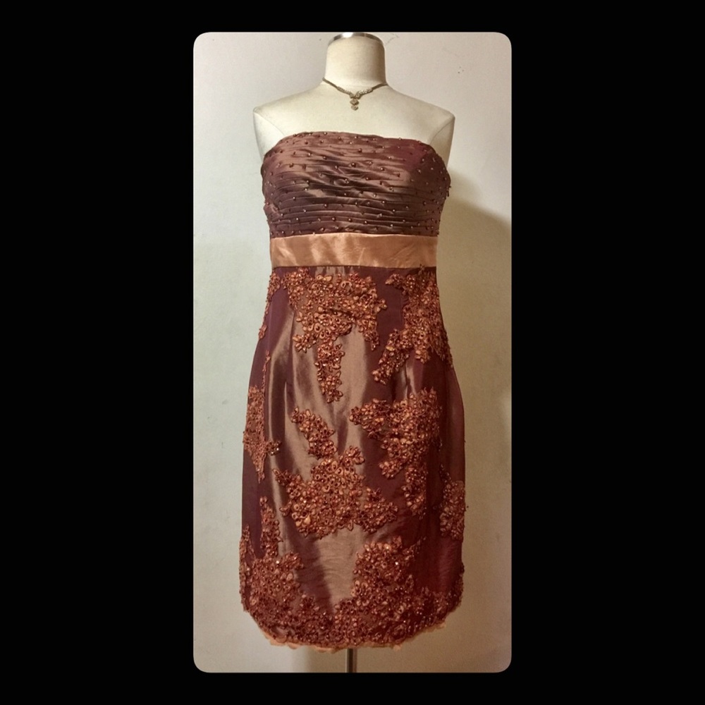 🌹🌹🌹Strapless Lace Appliquéd Cocktail Dress NWT