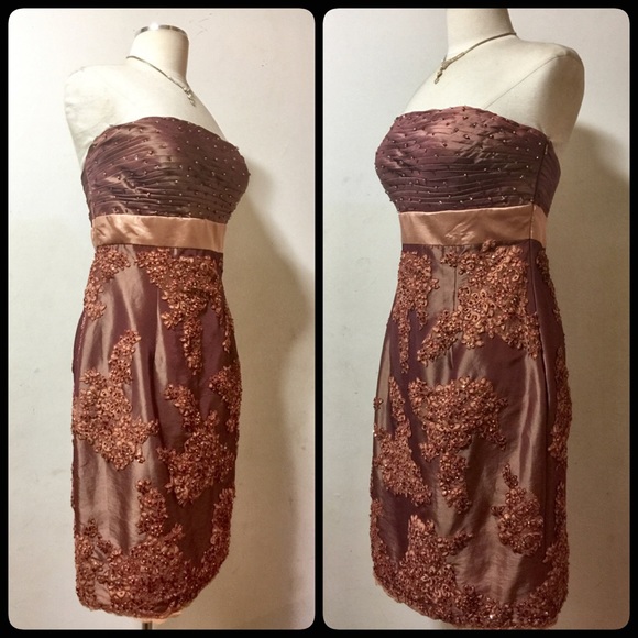 🌹🌹🌹Strapless Lace Appliquéd Cocktail Dress NWT - Picture 3 of 8
