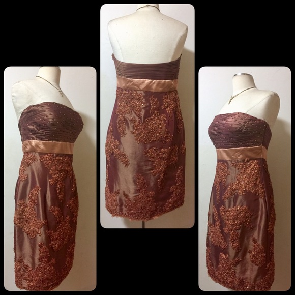 🌹🌹🌹Strapless Lace Appliquéd Cocktail Dress NWT - Picture 4 of 8