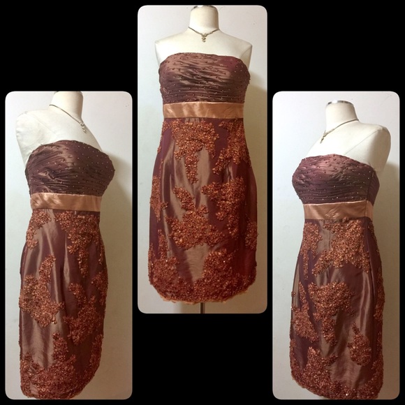 🌹🌹🌹Strapless Lace Appliquéd Cocktail Dress NWT - Picture 5 of 8