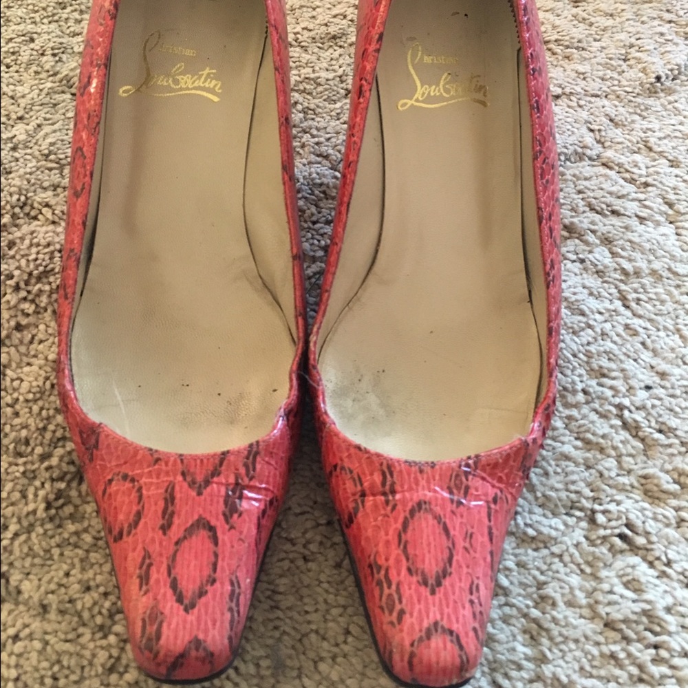 Louboutin snakeskin kitten heels