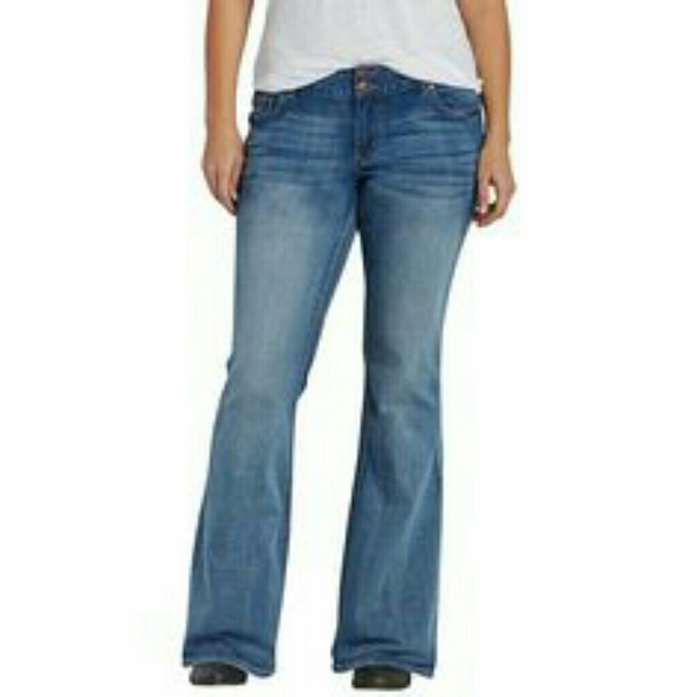 BKE light wash element stretch flare leg jeans