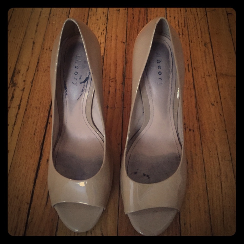 Theory peep toe nude heels
