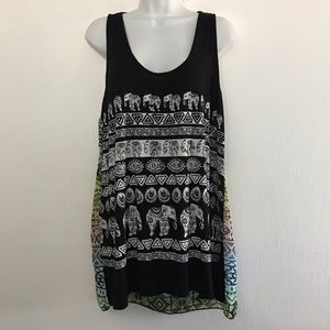 Plus Knit Front Sheer Back Tank Top