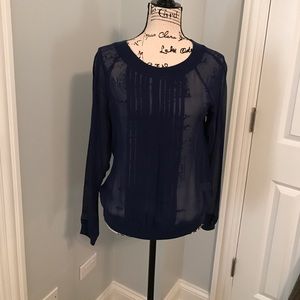 Blue sheer sweatshirt style top