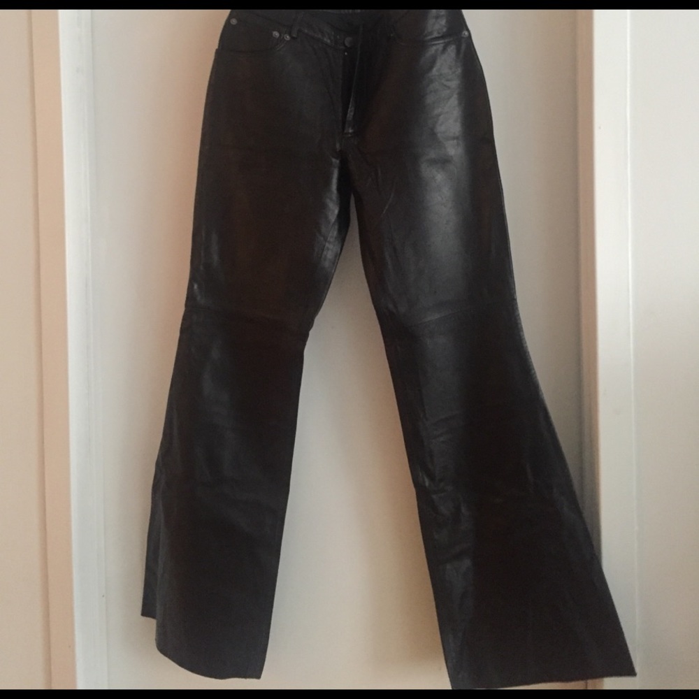 Flared leather pants