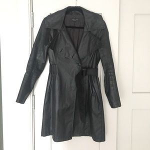 black rag & bone waxed cotton/leather trench coat