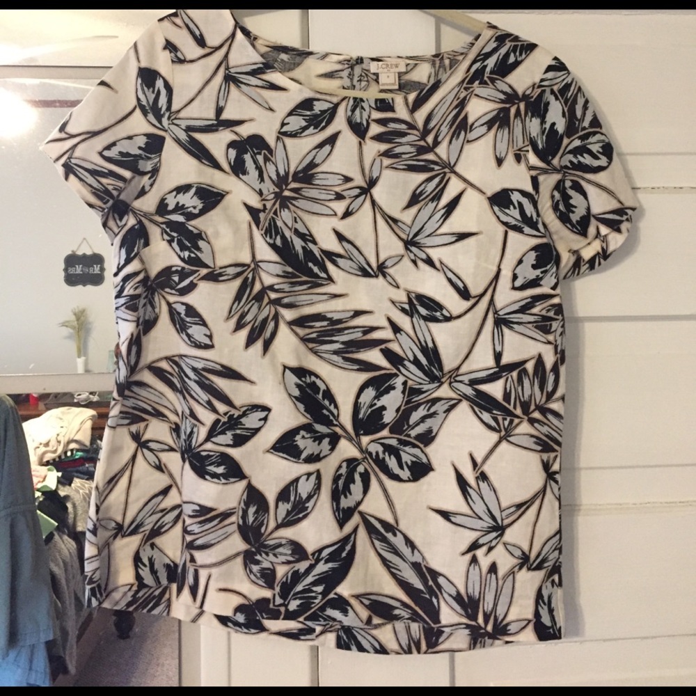 J.Crew Short Sleeve Linen Floral Top