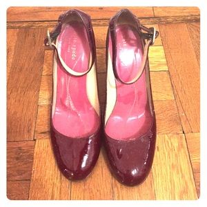 Kate spade Burgundy chunky heel Mary Jane's