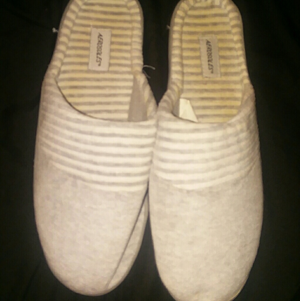 Grey and White Aerosoles Slippers