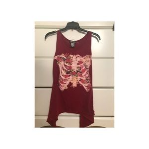 Maroon floral skeleton tank