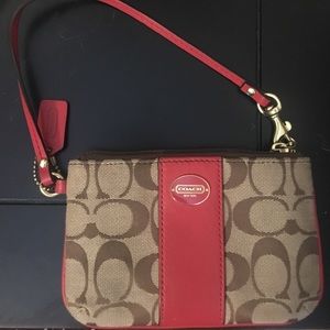 Red and gold Coach mini purse