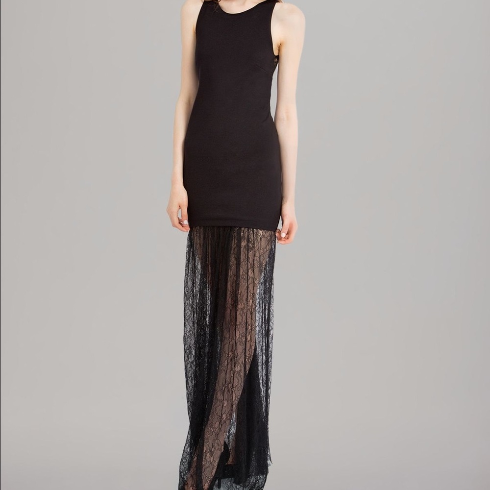 Maje Elue maxi dress with black lace