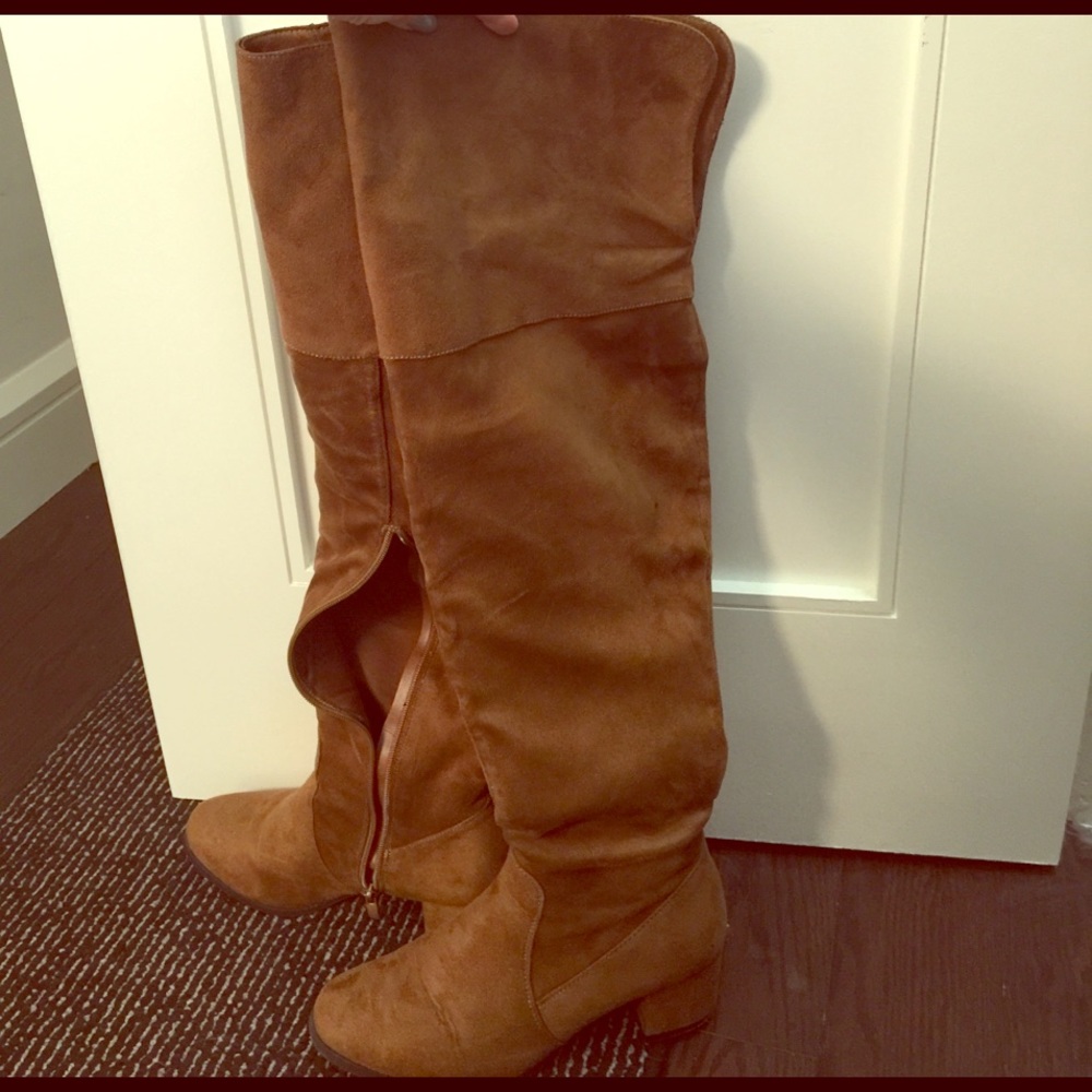 Brown microsuede OTK books