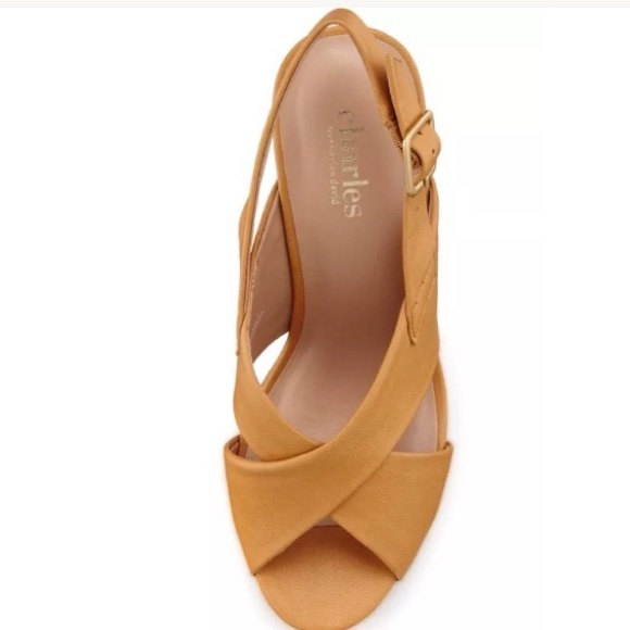 Charles David Beige Platform Wedge Wrap Strappy Sandal Open Toe New in Box - Picture 3 of 3