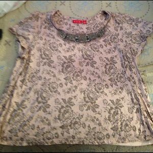 2X Blush Top - ELLE bling lace tee