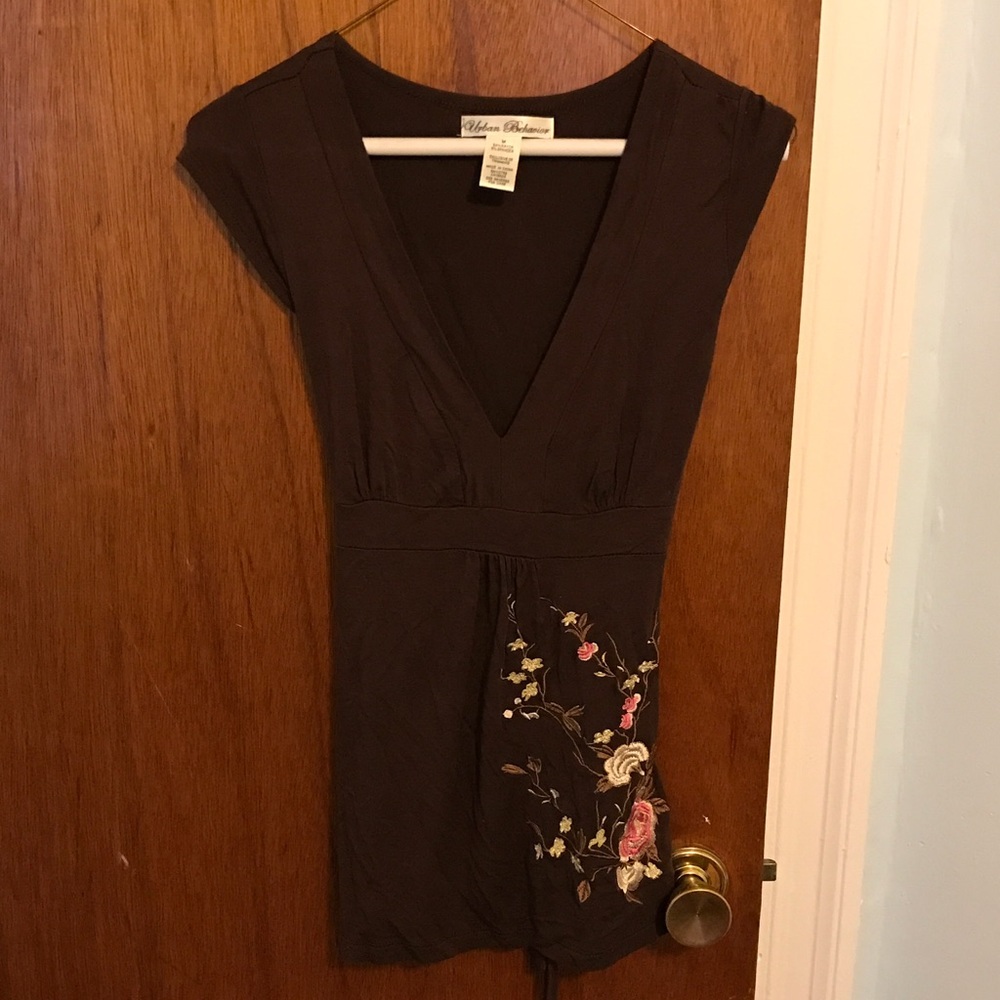 Brown V Neck Tee Shirt, by Urban Behavior