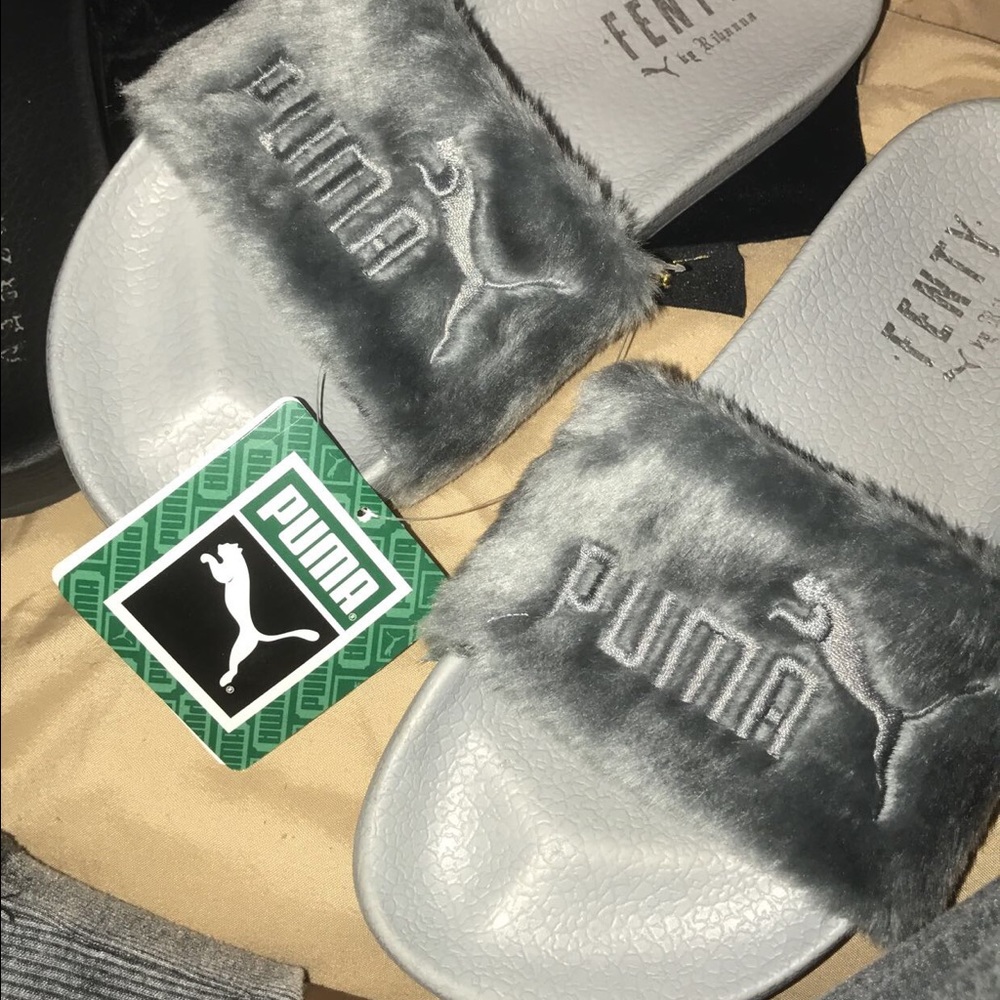 rihanna fenty puma slides grey size: 6.5