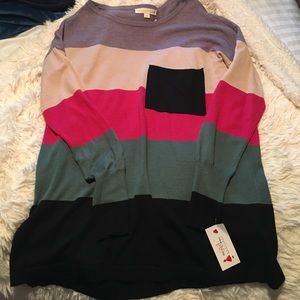 Color Block Long-Sleeve Sweater.