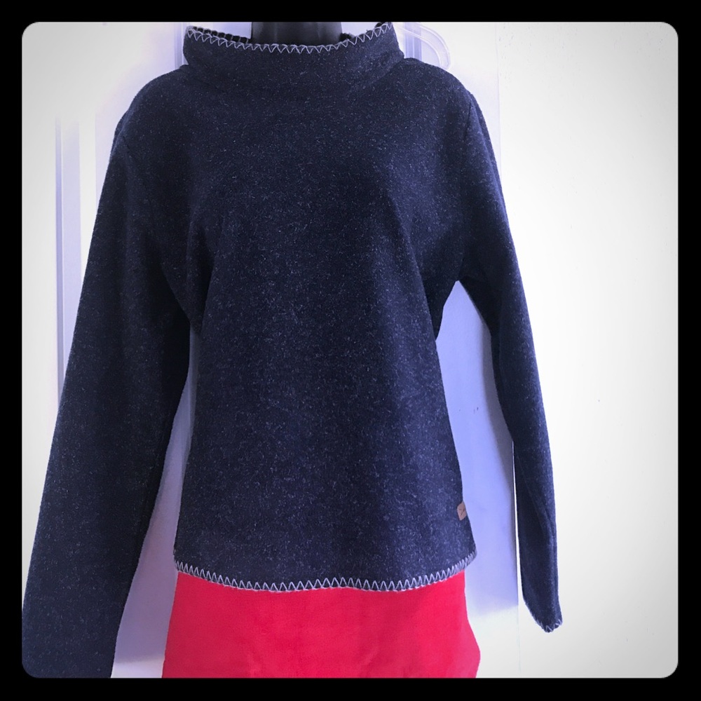 Denim Blue Felt-Texture PullOver w/Cream Piping