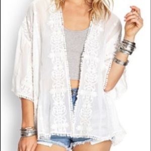 Crochet embroidered Kimono