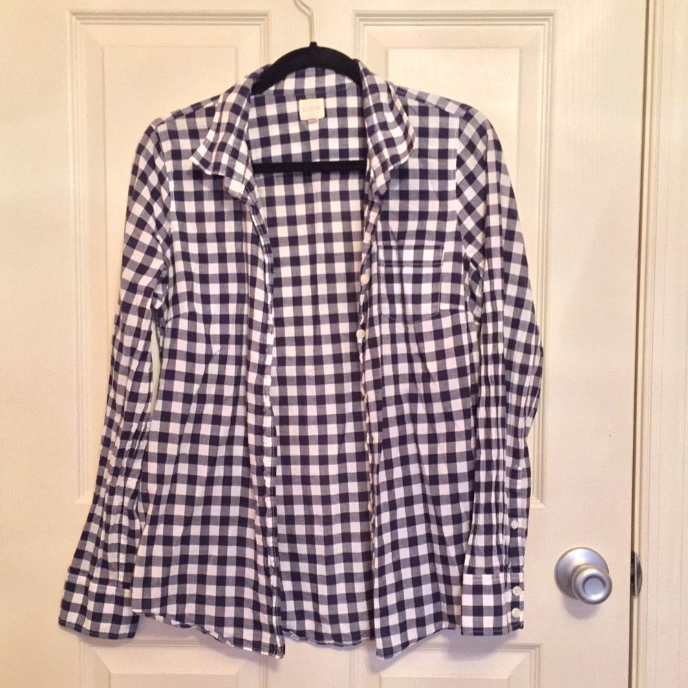 Blue gingham J. Crew checker top