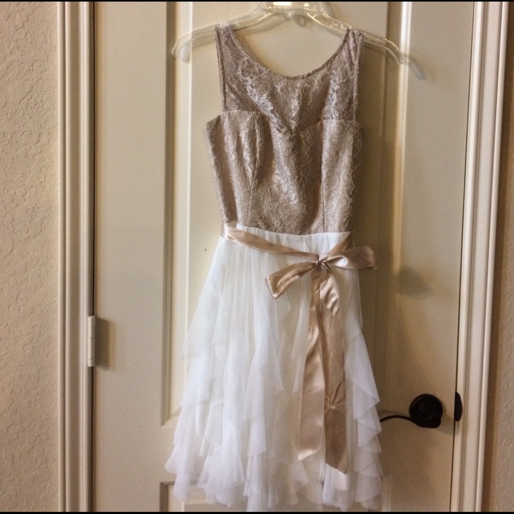Champagne lace and white dress