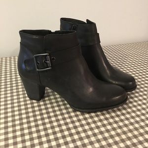 Black leather ankle boots
