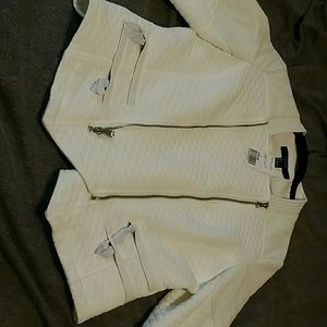 White faux leather motor jacket