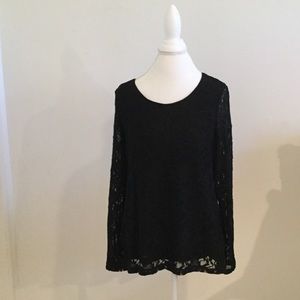 Chico's size 3 Black lace long sleeve top