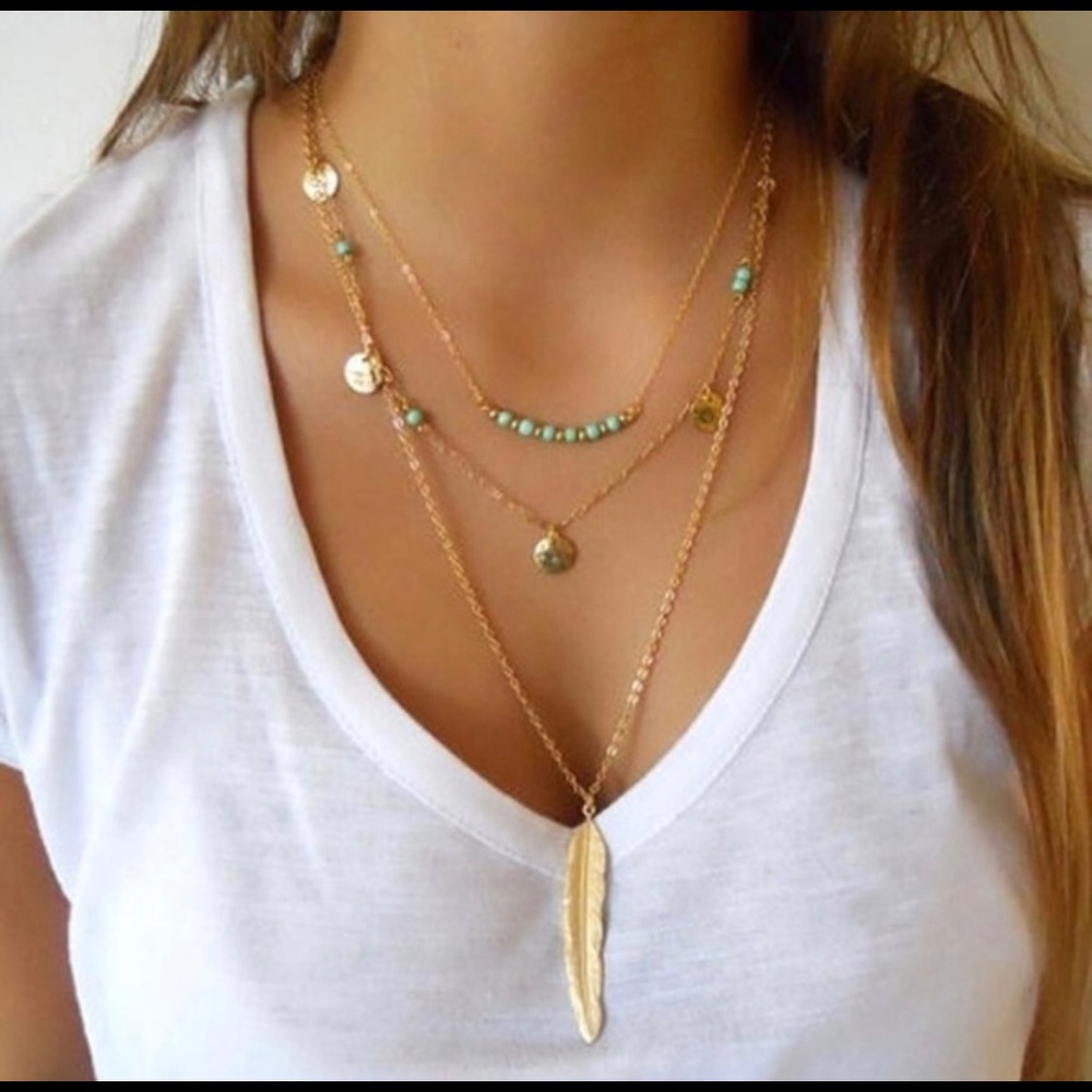 Boho tribal 3 layer necklace - Picture 2 of 7
