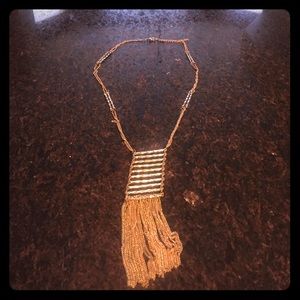 Gold Necklace with Fringe Accent