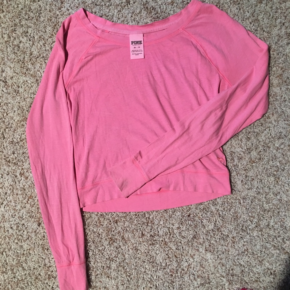PINK long sleeve crop top