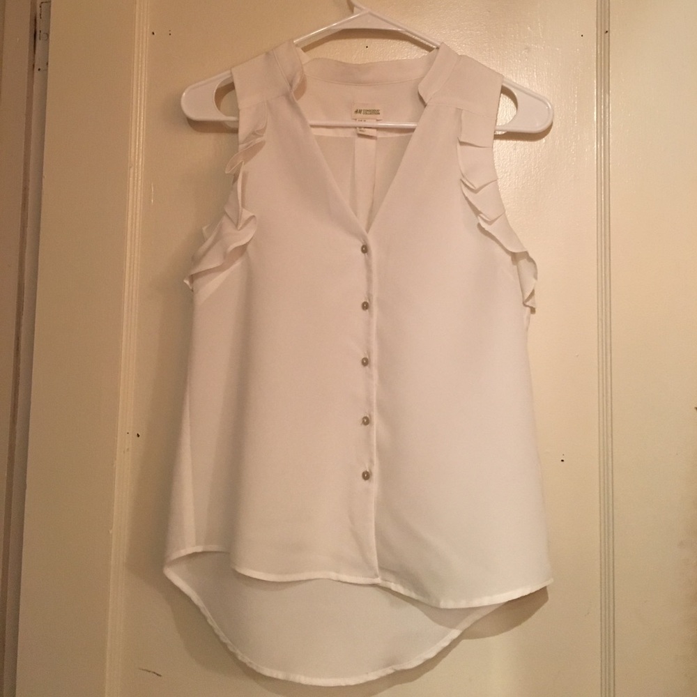 H&M white ruffled tank
