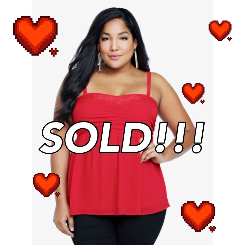 ✨HP✨ NEW & tagged TORRID Red Beaded Chiffon top