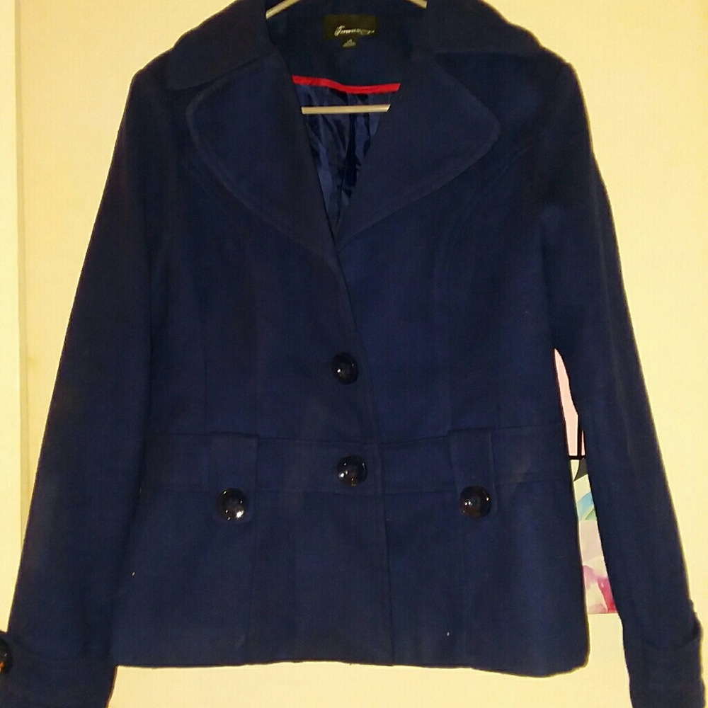 Navy Blue Fleece Pea Coat/Jacket