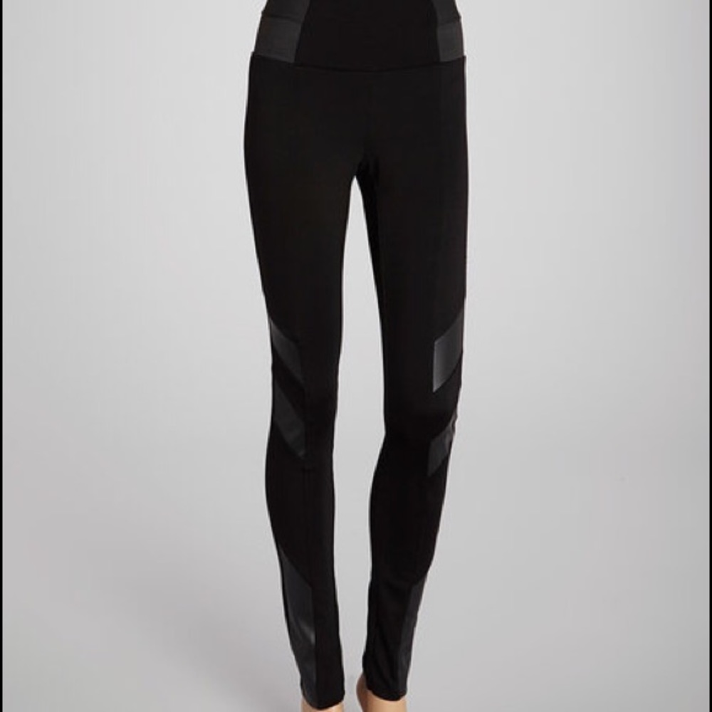 Black leather panel leggings