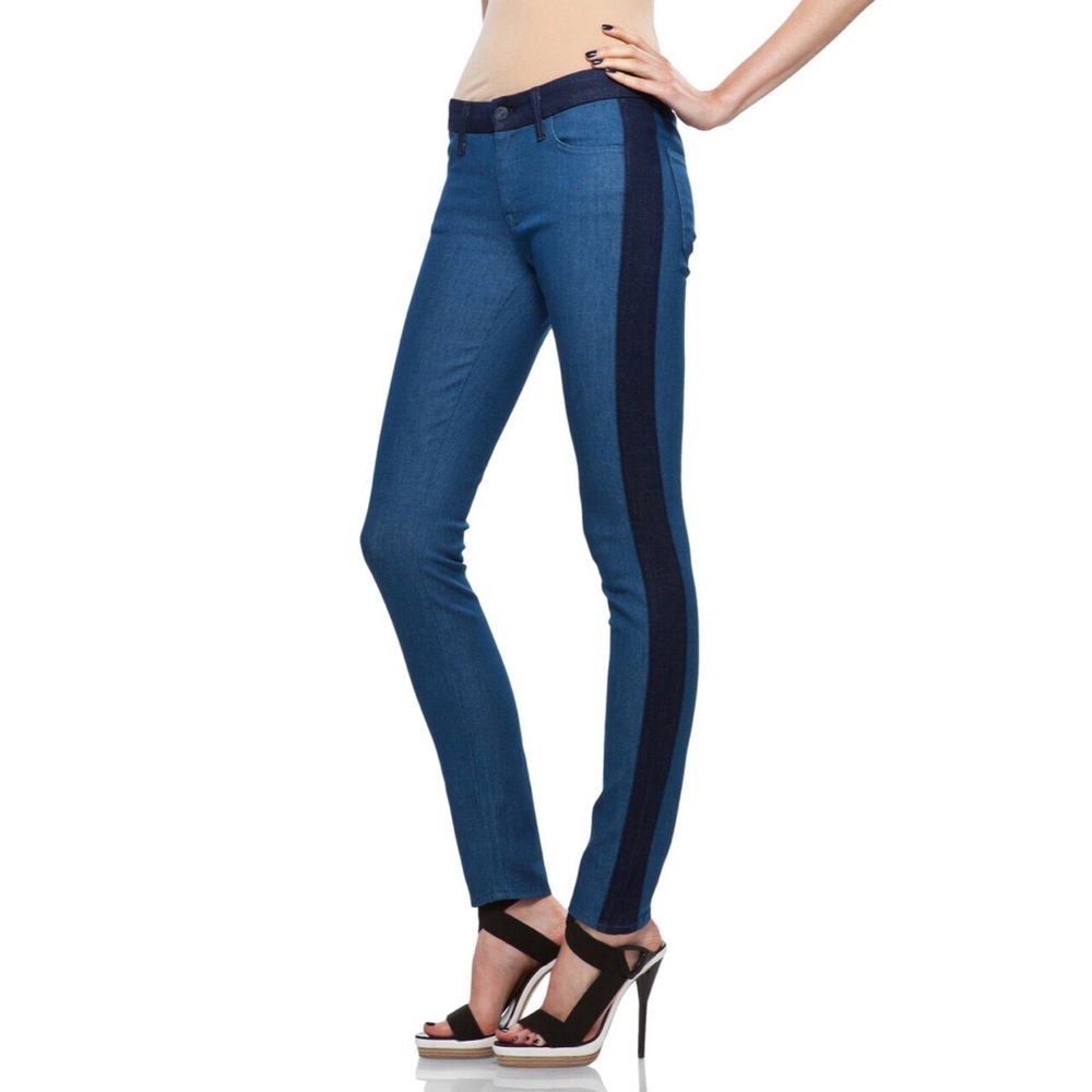 MOTHER looker color block skinny jeans