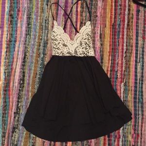 Black and white halter dress