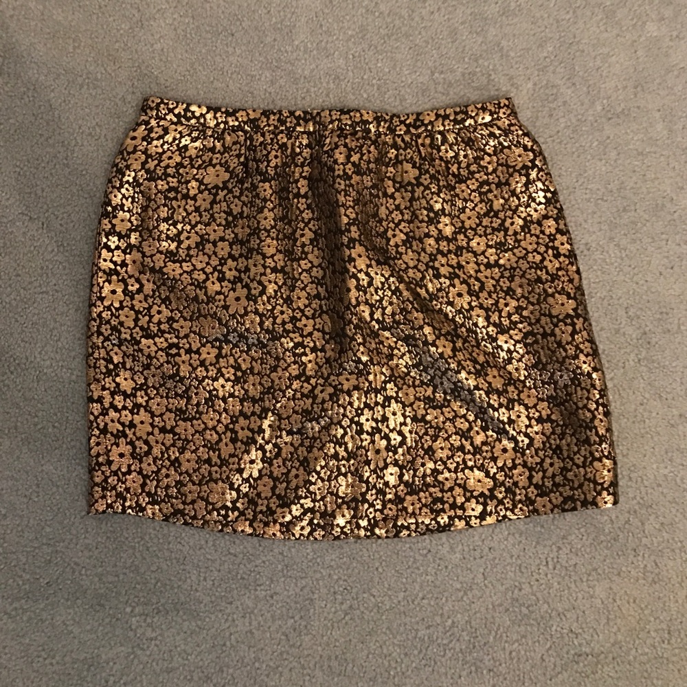 J crew Gold floral skirt