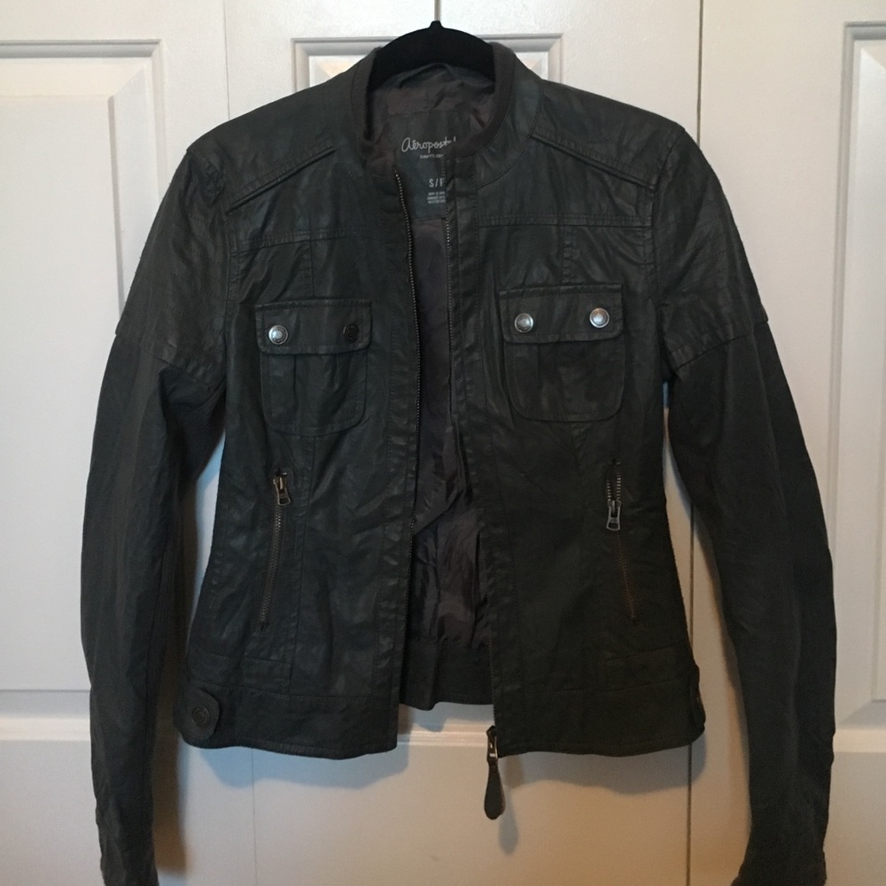 Grey leather jacket
