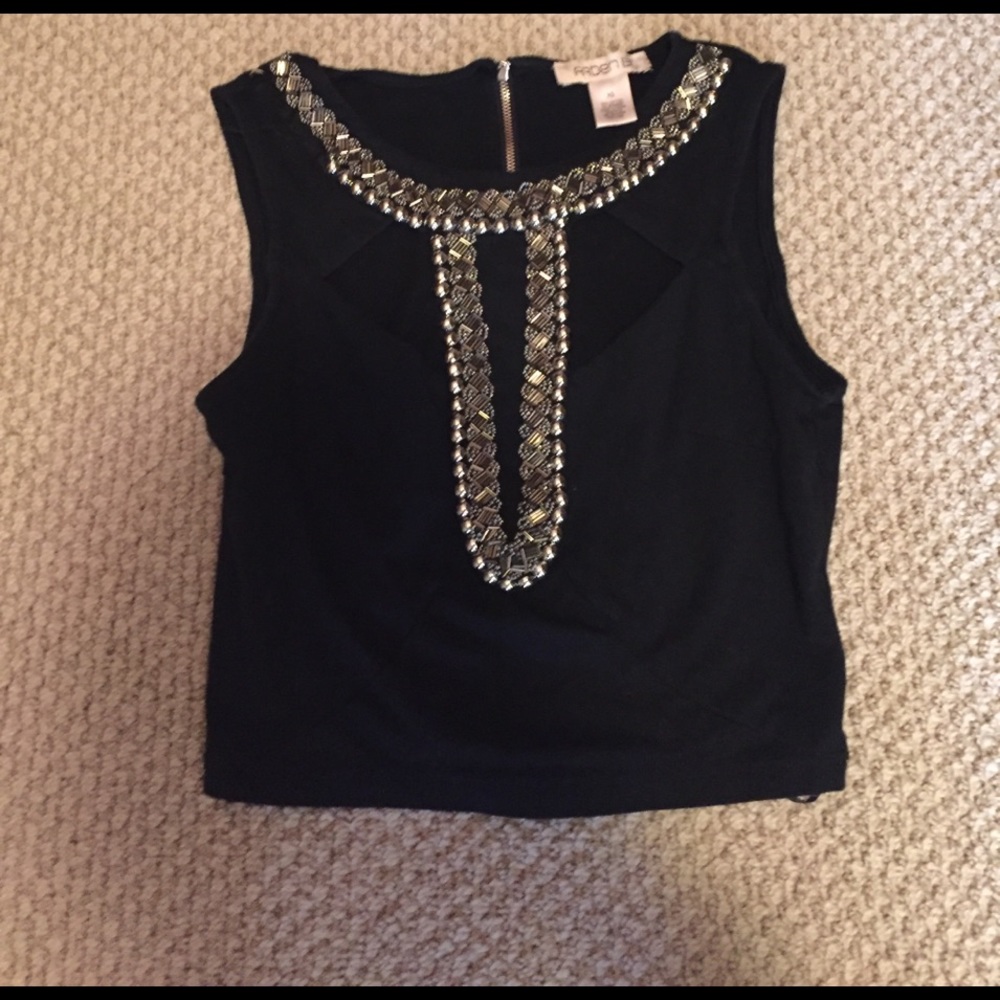 Like New Beaded Cutout Crop Top!