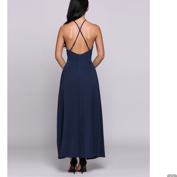 Sale! Navy Flower Print Maxi Dress NWT - Picture 4 of 6