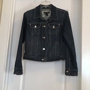 WHBM denim jacket with ruffle detail