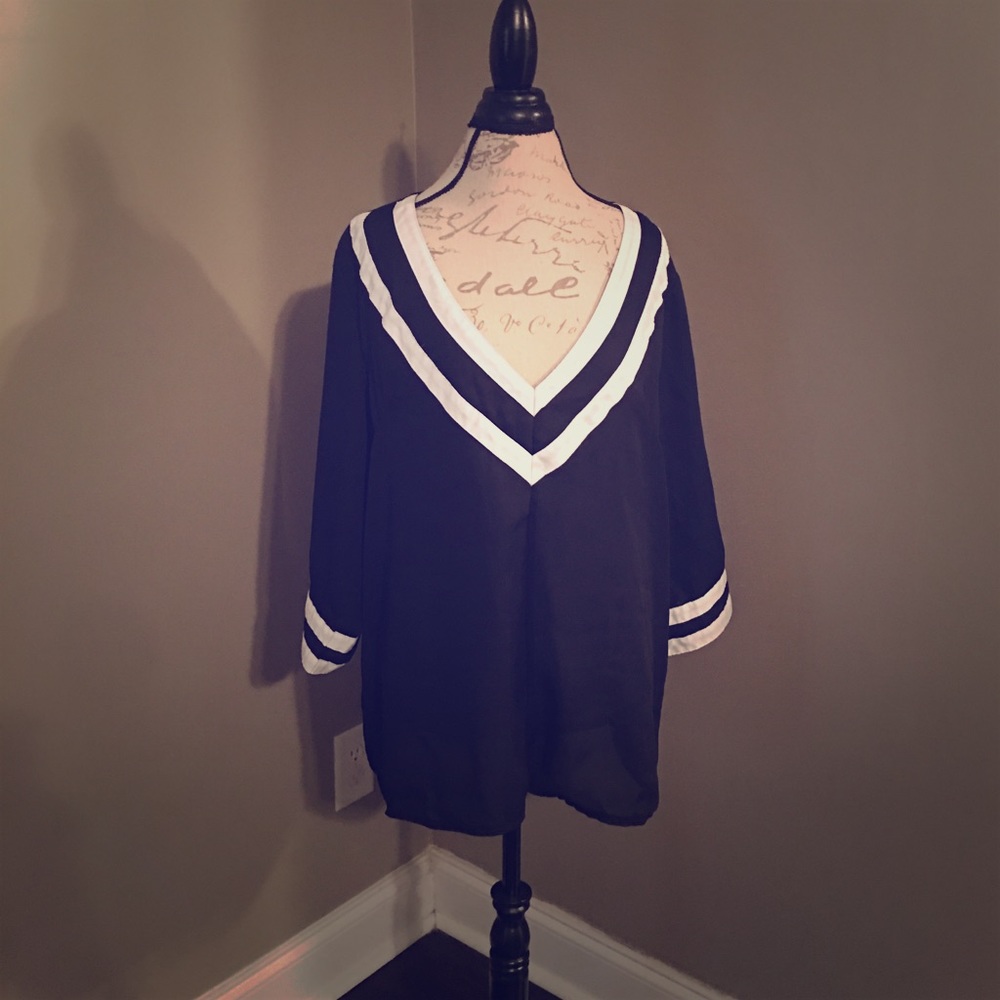 Zanzea black and white v neck blouse